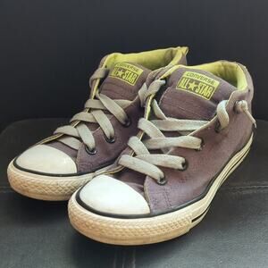Converse All Star Chuck Taylor Youth Gray Lime Green Lace Up Sneakers
